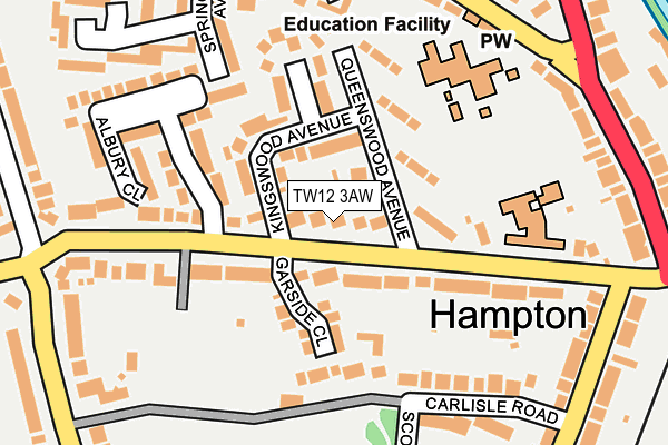 TW12 3AW map - OS OpenMap – Local (Ordnance Survey)