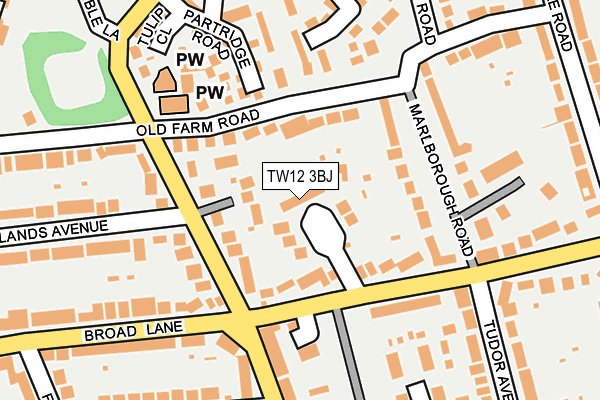 TW12 3BJ map - OS OpenMap – Local (Ordnance Survey)
