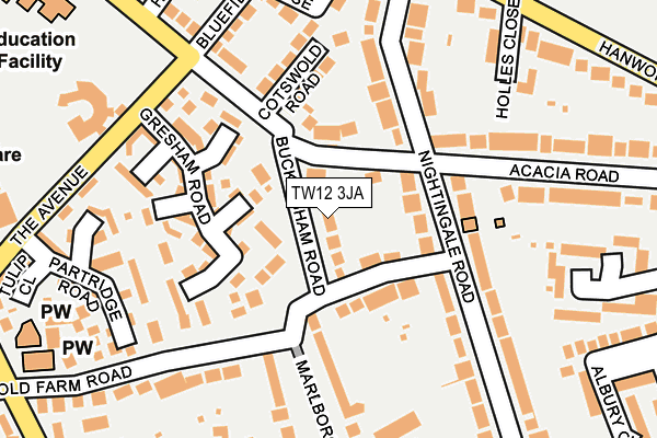TW12 3JA map - OS OpenMap – Local (Ordnance Survey)