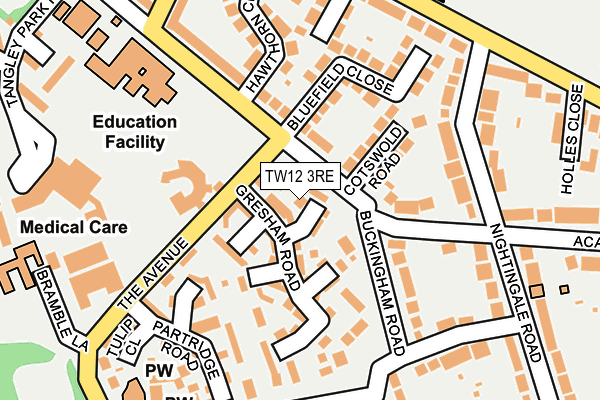 TW12 3RE map - OS OpenMap – Local (Ordnance Survey)