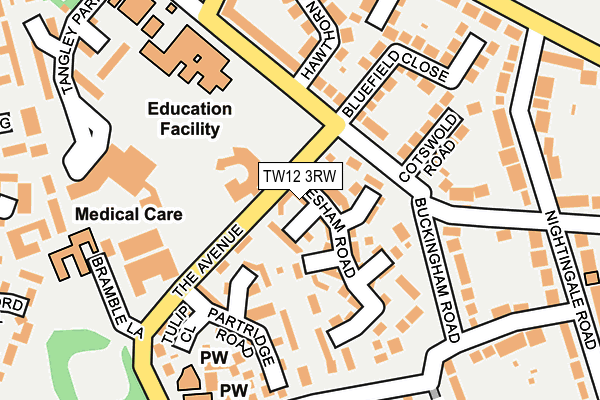 TW12 3RW map - OS OpenMap – Local (Ordnance Survey)