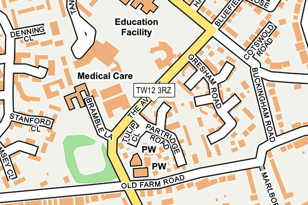 TW12 3RZ map - OS OpenMap – Local (Ordnance Survey)