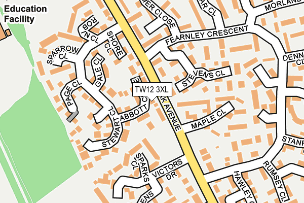 TW12 3XL map - OS OpenMap – Local (Ordnance Survey)