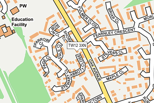 TW12 3XN map - OS OpenMap – Local (Ordnance Survey)