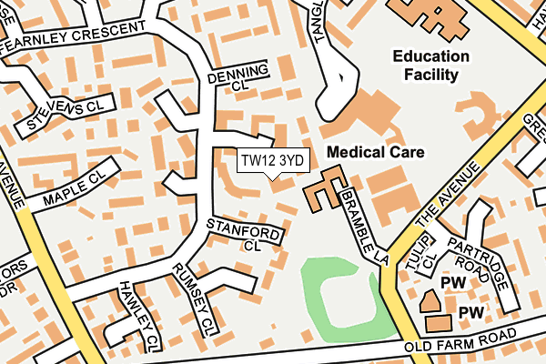 TW12 3YD map - OS OpenMap – Local (Ordnance Survey)