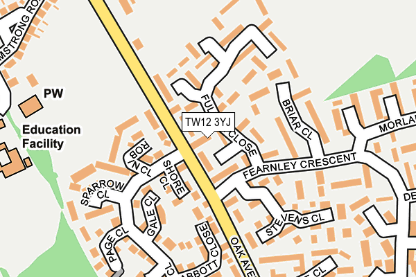 TW12 3YJ map - OS OpenMap – Local (Ordnance Survey)