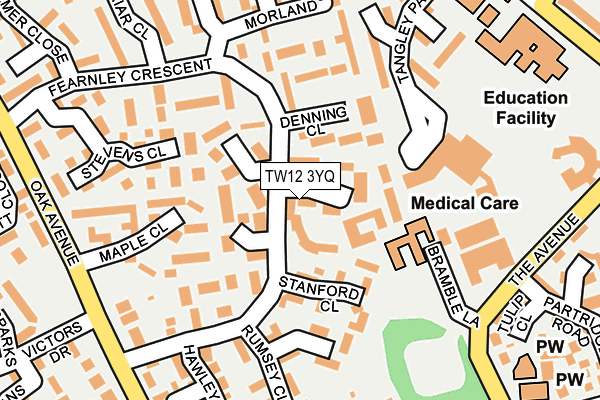TW12 3YQ map - OS OpenMap – Local (Ordnance Survey)