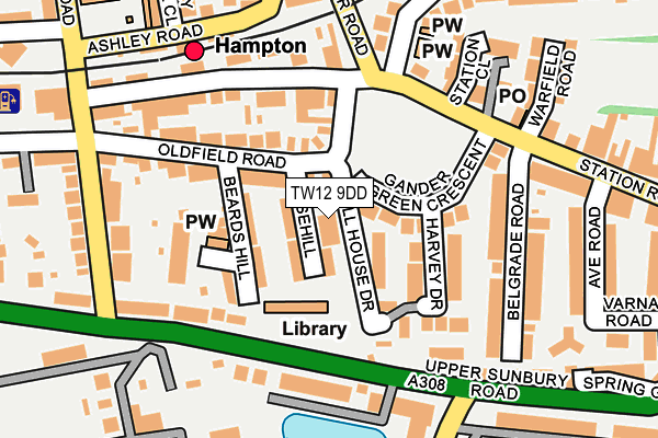 TW12 9DD map - OS OpenMap – Local (Ordnance Survey)