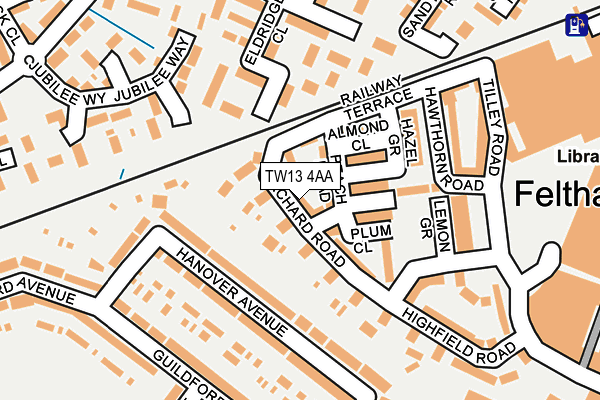 TW13 4AA map - OS OpenMap – Local (Ordnance Survey)