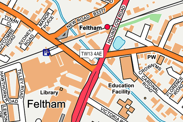 TW13 4AE map - OS OpenMap – Local (Ordnance Survey)