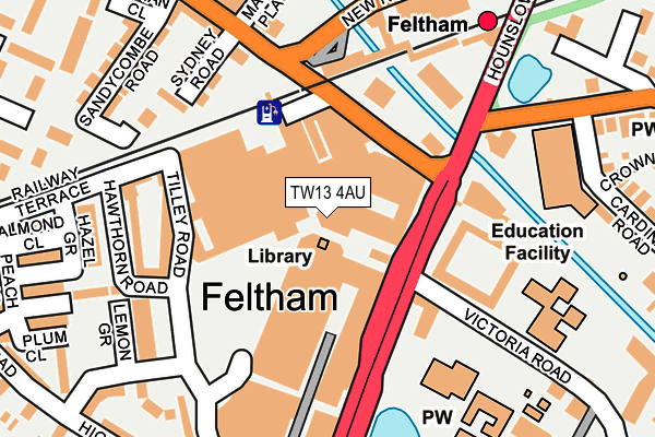 TW13 4AU map - OS OpenMap – Local (Ordnance Survey)