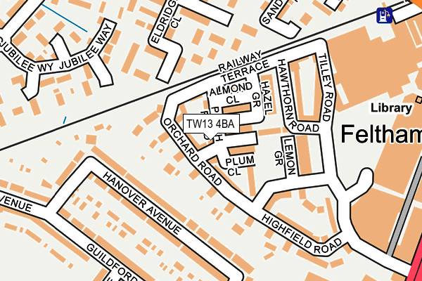 TW13 4BA map - OS OpenMap – Local (Ordnance Survey)