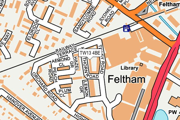 TW13 4BE map - OS OpenMap – Local (Ordnance Survey)