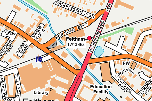 TW13 4BZ map - OS OpenMap – Local (Ordnance Survey)