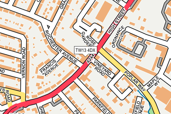 TW13 4DX map - OS OpenMap – Local (Ordnance Survey)