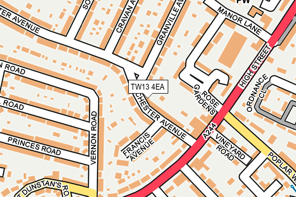 TW13 4EA map - OS OpenMap – Local (Ordnance Survey)