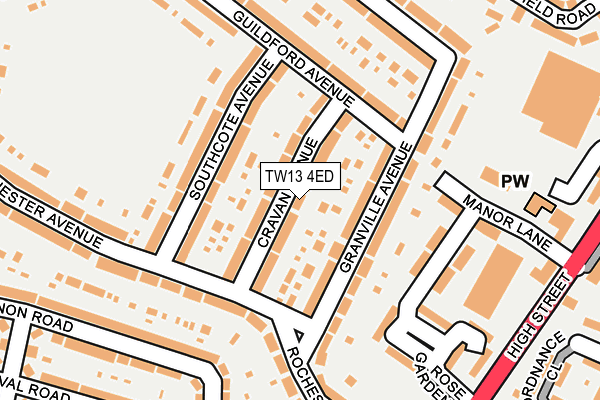 TW13 4ED map - OS OpenMap – Local (Ordnance Survey)
