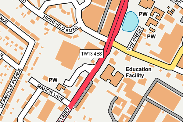 TW13 4ES map - OS OpenMap – Local (Ordnance Survey)