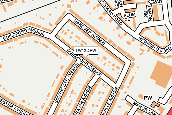 TW13 4EW map - OS OpenMap – Local (Ordnance Survey)