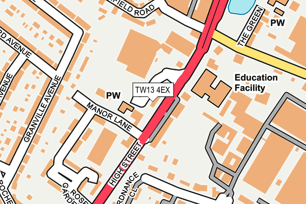 TW13 4EX map - OS OpenMap – Local (Ordnance Survey)