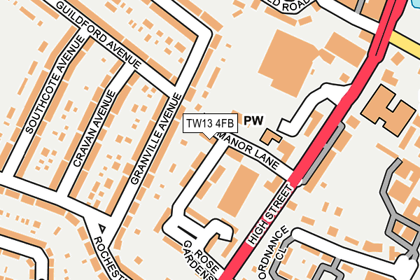 TW13 4FB map - OS OpenMap – Local (Ordnance Survey)