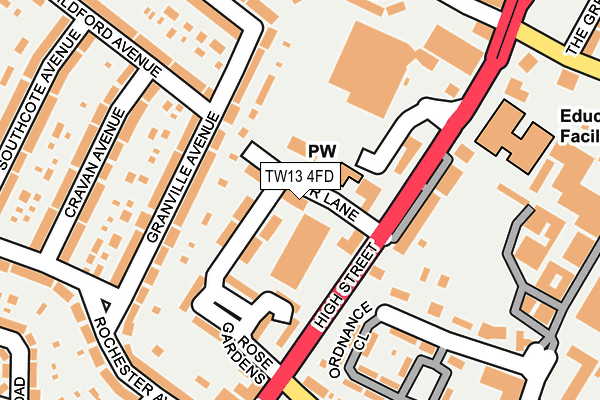 TW13 4FD map - OS OpenMap – Local (Ordnance Survey)