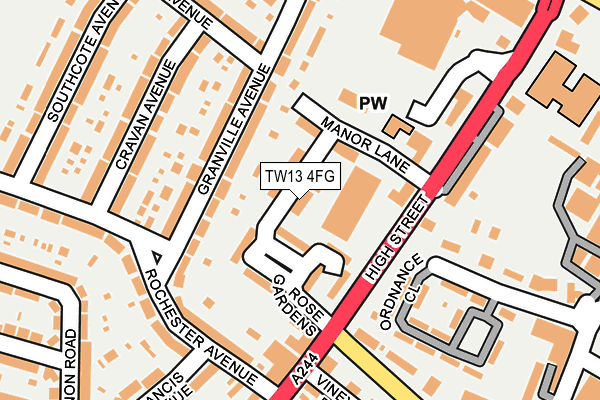 TW13 4FG map - OS OpenMap – Local (Ordnance Survey)