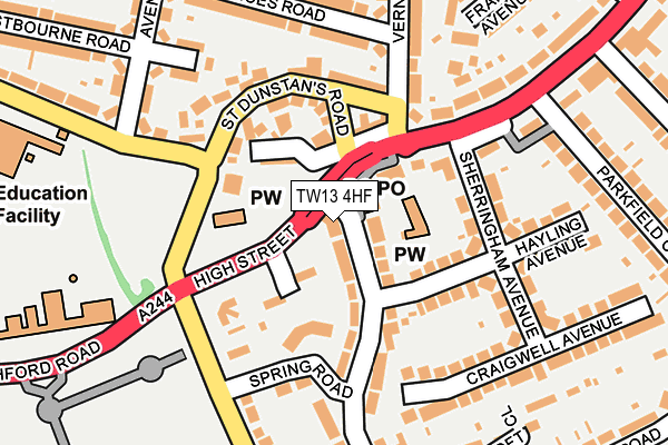 TW13 4HF map - OS OpenMap – Local (Ordnance Survey)
