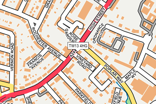 TW13 4HG map - OS OpenMap – Local (Ordnance Survey)