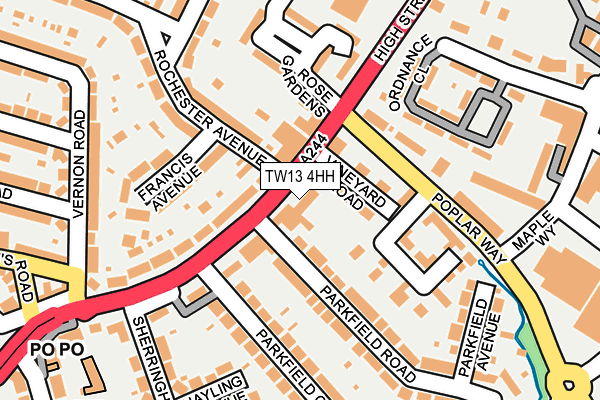 TW13 4HH map - OS OpenMap – Local (Ordnance Survey)