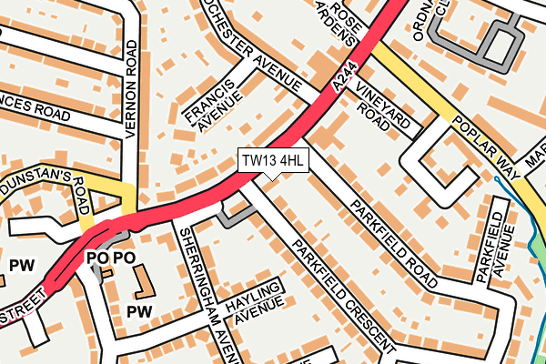 TW13 4HL map - OS OpenMap – Local (Ordnance Survey)