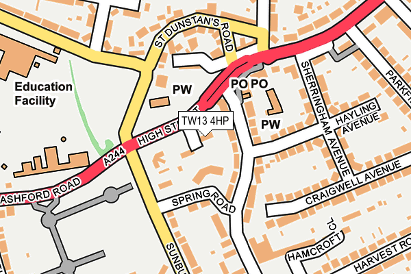 TW13 4HP map - OS OpenMap – Local (Ordnance Survey)