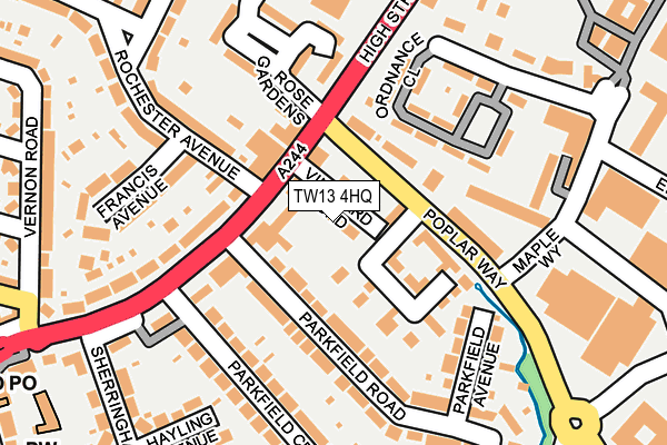 TW13 4HQ map - OS OpenMap – Local (Ordnance Survey)