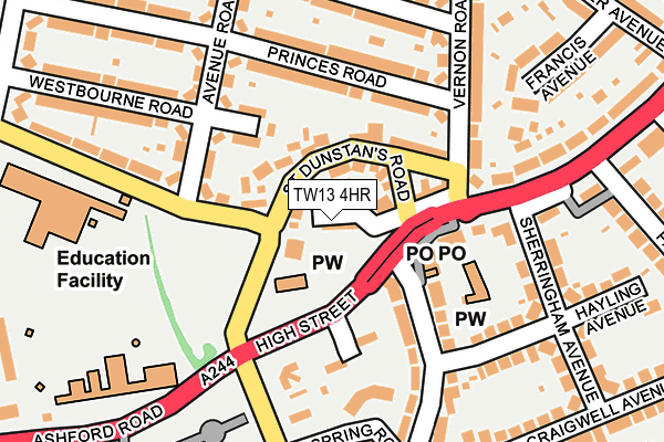 TW13 4HR map - OS OpenMap – Local (Ordnance Survey)