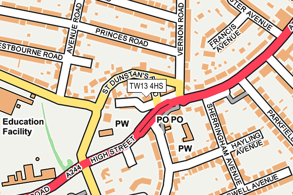 TW13 4HS map - OS OpenMap – Local (Ordnance Survey)