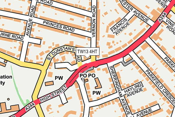 TW13 4HT map - OS OpenMap – Local (Ordnance Survey)
