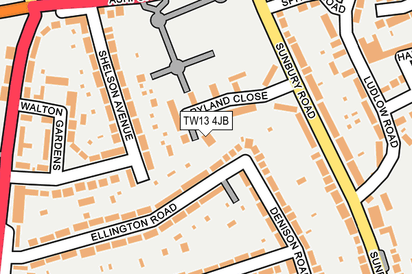 TW13 4JB map - OS OpenMap – Local (Ordnance Survey)