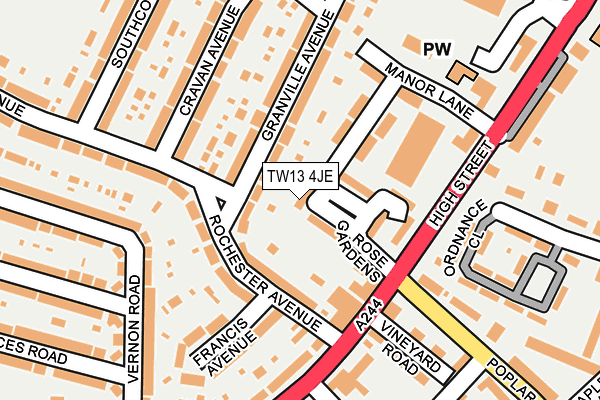 TW13 4JE map - OS OpenMap – Local (Ordnance Survey)