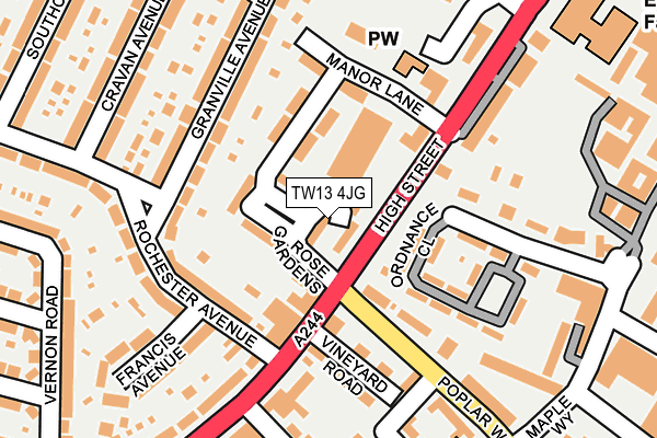 TW13 4JG map - OS OpenMap – Local (Ordnance Survey)