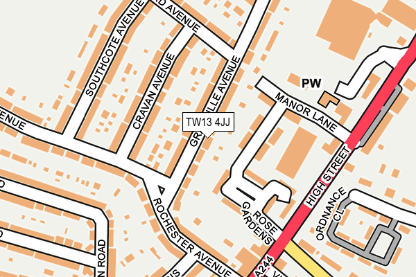 TW13 4JJ map - OS OpenMap – Local (Ordnance Survey)
