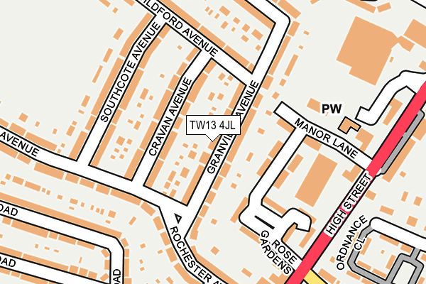TW13 4JL map - OS OpenMap – Local (Ordnance Survey)