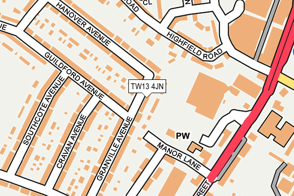TW13 4JN map - OS OpenMap – Local (Ordnance Survey)
