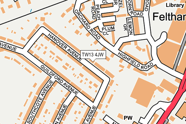 TW13 4JW map - OS OpenMap – Local (Ordnance Survey)