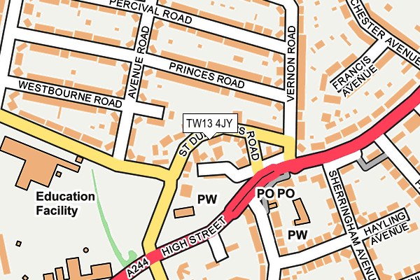 TW13 4JY map - OS OpenMap – Local (Ordnance Survey)