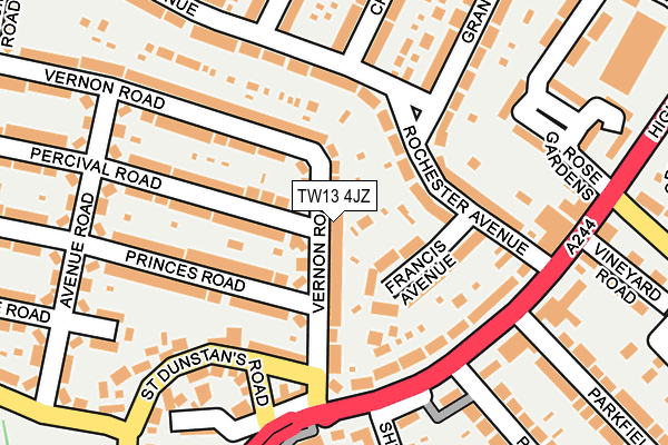 TW13 4JZ map - OS OpenMap – Local (Ordnance Survey)