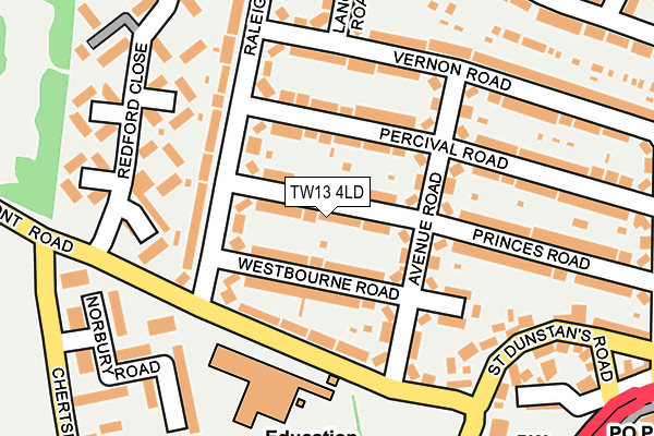 TW13 4LD map - OS OpenMap – Local (Ordnance Survey)