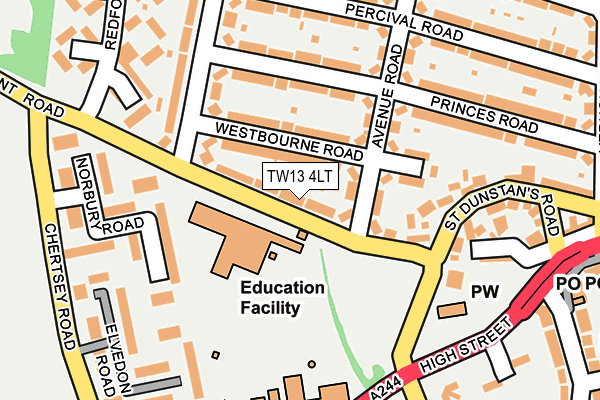 TW13 4LT map - OS OpenMap – Local (Ordnance Survey)