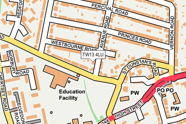 TW13 4LU map - OS OpenMap – Local (Ordnance Survey)