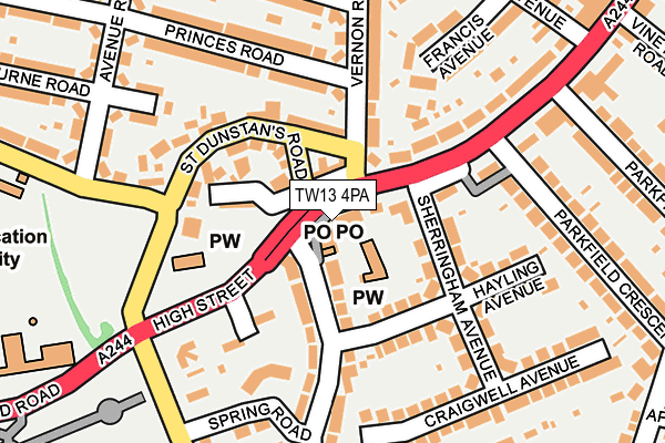 TW13 4PA map - OS OpenMap – Local (Ordnance Survey)