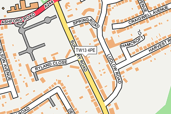 TW13 4PE map - OS OpenMap – Local (Ordnance Survey)